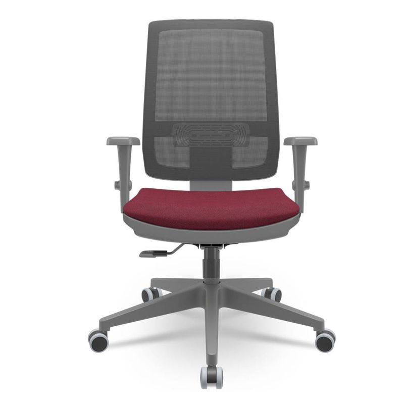 CadeiraBrizzaDiretorGrafiteTelaPretaAssentoPoliesterVinhoBaseRelaxPlaxPiramidal66310