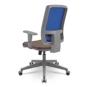 Cadeira Brizza Diretor Grafite Tela Azul Assento Vinil Marrom Base RelaxPlax Piramidal - 66337