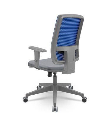 Cadeira Brizza Diretor Grafite Tela Azul Assento Vinil Cinza Base RelaxPlax Piramidal - 66338