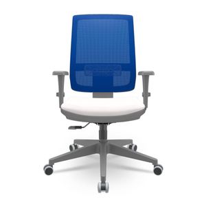 Cadeira Brizza Diretor Grafite Tela Azul Assento Vinil Branco Base RelaxPlax Piramidal - 66342
