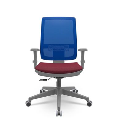 Cadeira Brizza Diretor Grafite Tela Azul Assento Poliester Vinho Base RelaxPlax Piramidal - 66345