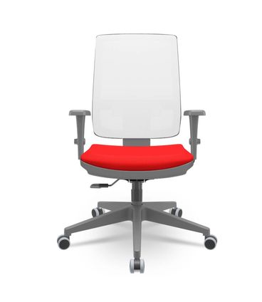 Cadeira Brizza Diretor Grafite Tela Branca Assento Aero Vermelho Base RelaxPlax Piramidal - 66367