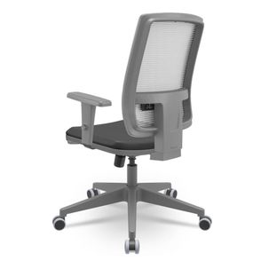 Cadeira Brizza Diretor Grafite Tela Branca Assento Vinil Preto Base RelaxPlax Piramidal - 66370