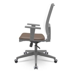 Cadeira Brizza Diretor Grafite Tela Branca Assento Vinil Marrom Base RelaxPlax Piramidal - 66372