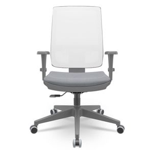 Cadeira Brizza Diretor Grafite Tela Branca Assento Vinil Cinza Base RelaxPlax Piramidal - 66373