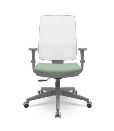 Cadeira Brizza Diretor Grafite Tela Branca Assento Vinil Verde Base RelaxPlax Piramidal - 66375