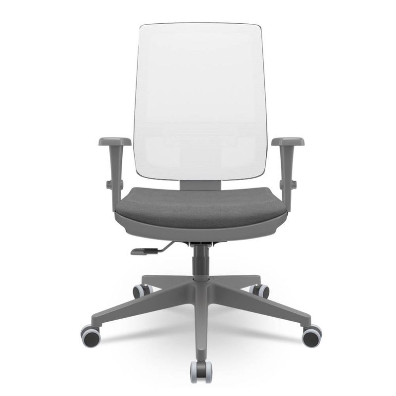 CadeiraBrizzaDiretorGrafiteTelaBrancaAssentoPoliesterCinzaBaseRelaxPlaxPiramidal66378