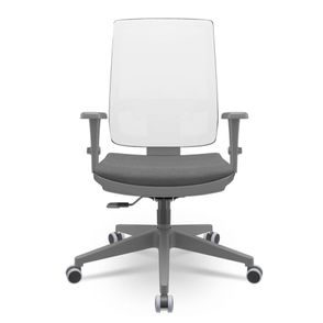 Cadeira Brizza Diretor Grafite Tela Branca Assento Poliester Fendi Base RelaxPlax Piramidal - 66379