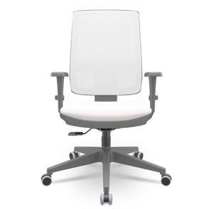Cadeira Brizza Diretor Grafite Tela Branca Assento Vinil Branco Base RelaxPlax Piramidal - 66376