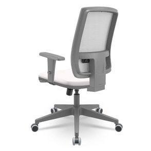 Cadeira Brizza Diretor Grafite Tela Branca Assento Vinil Branco Base RelaxPlax Piramidal - 66376