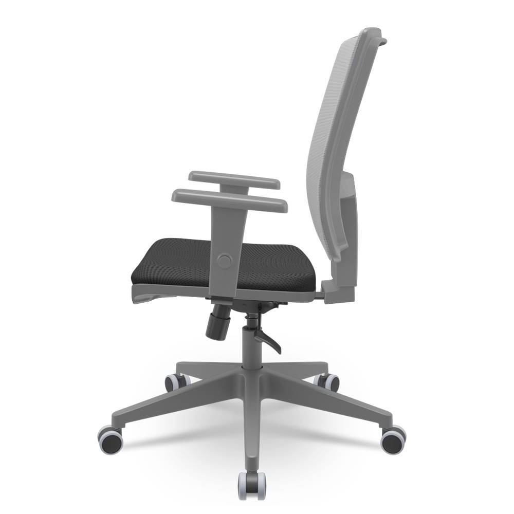 Cadeira Brizza Diretor Grafite Tela Cinza Assento Aero Preto Base RelaxPlax Piramidal - 66388