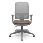 CadeiraBrizzaDiretorGrafiteTelaCinzaAssentoVinilMarromBaseRelaxPlaxPiramidal66397