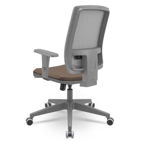 Cadeira Brizza Diretor Grafite Tela Cinza Assento Vinil Marrom Base RelaxPlax Piramidal - 66397