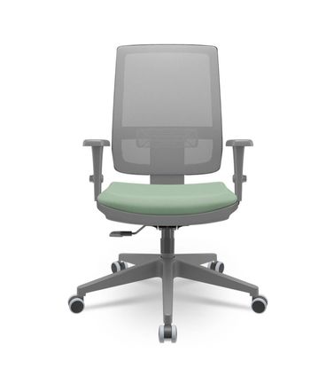 Cadeira Brizza Diretor Grafite Tela Cinza Assento Vinil Verde Base RelaxPlax Piramidal - 66400