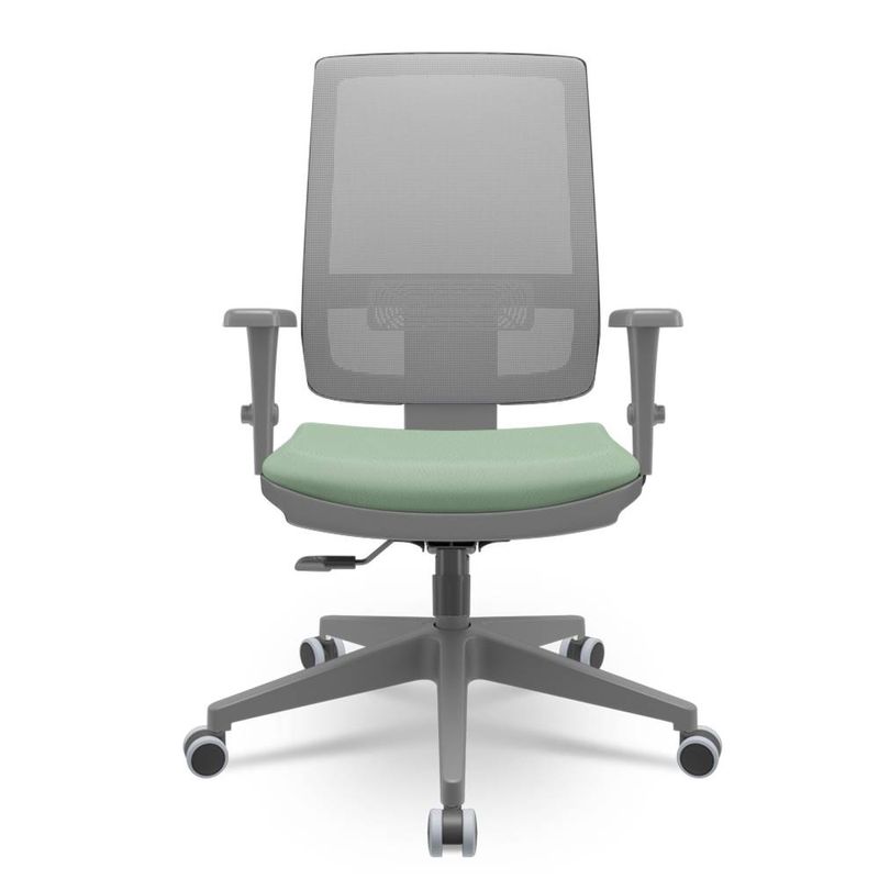 CadeiraBrizzaDiretorGrafiteTelaCinzaAssentoVinilVerdeBaseRelaxPlaxPiramidal66400