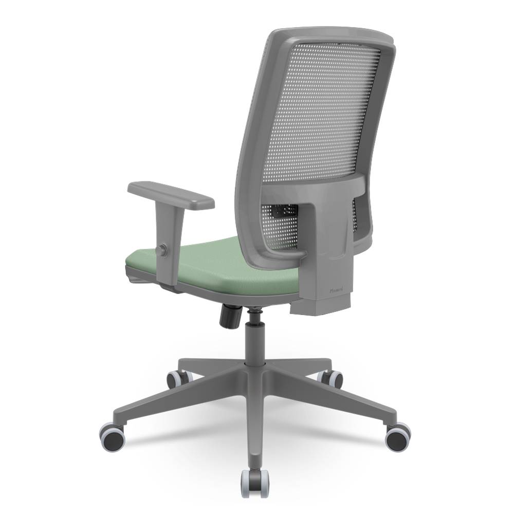 Cadeira-Brizza-Diretor-Grafite-Tela-Cinza-Assento-Vinil-Verde-Base-RelaxPlax-Piramidal---66400