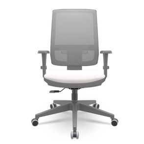Cadeira Brizza Diretor Grafite Tela Cinza Assento Vinil Branco Base RelaxPlax Piramidal - 66401