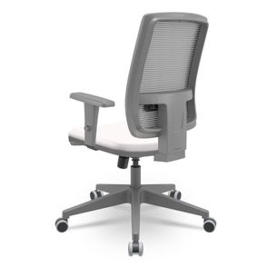 Cadeira Brizza Diretor Grafite Tela Cinza Assento Vinil Branco Base RelaxPlax Piramidal - 66401