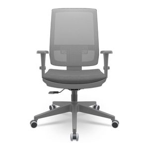 Cadeira Brizza Diretor Grafite Tela Cinza Assento Poliester Cinza Base RelaxPlax Piramidal - 66403