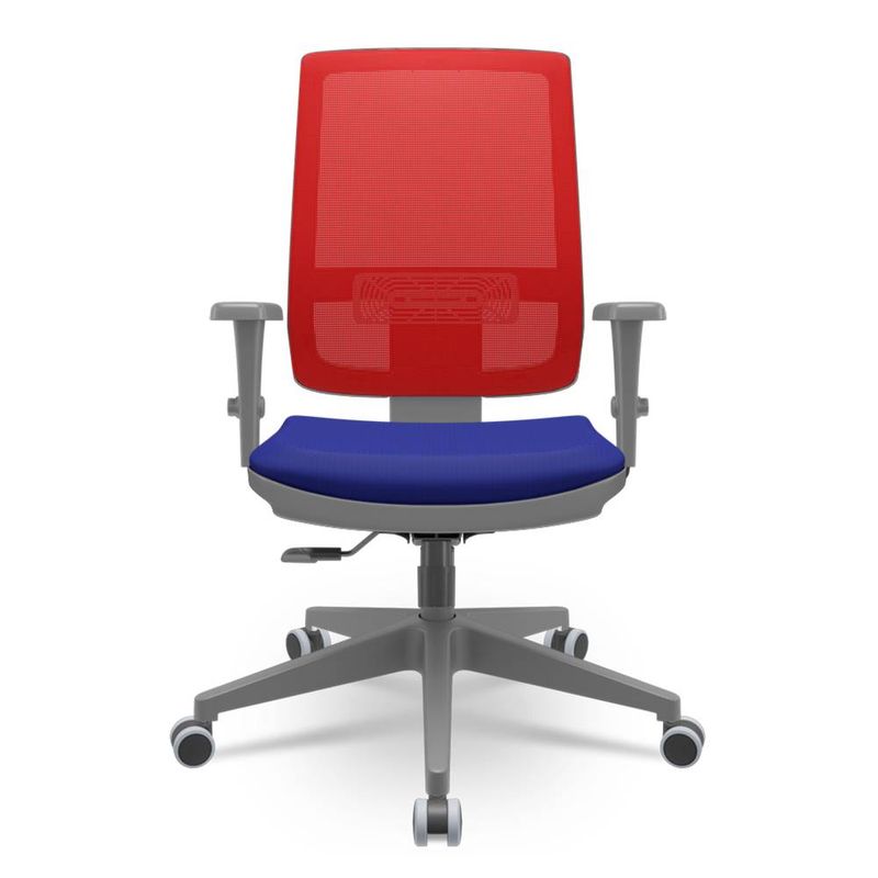 CadeiraBrizzaDiretorGrafiteTelaVermelhaAssentoAeroAzulBaseRelaxPlaxPiramidal66409