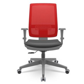 Cadeira Brizza Diretor Grafite Tela Vermelha Assento Vinil Preto Base RelaxPlax Piramidal - 66414
