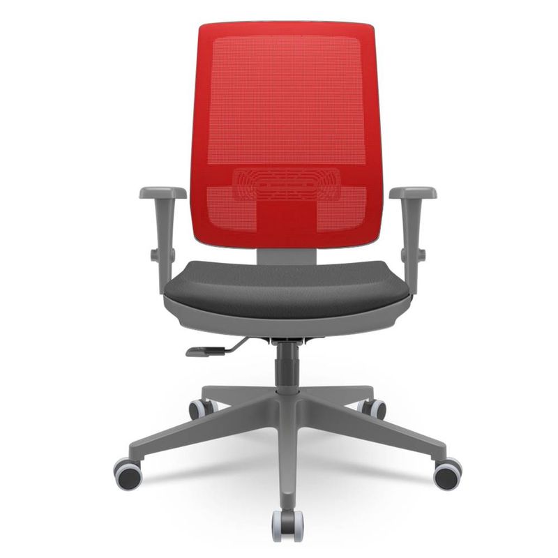 CadeiraBrizzaDiretorGrafiteTelaVermelhaAssentoVinilPretoBaseRelaxPlaxPiramidal66414