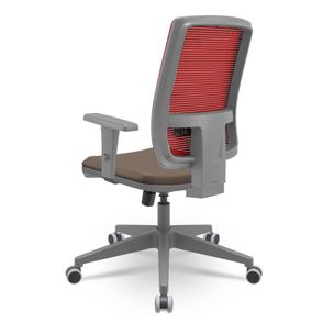 Cadeira Brizza Diretor Grafite Tela Vermelha Assento Vinil Marrom Base RelaxPlax Piramidal - 66417