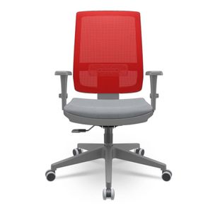 Cadeira Brizza Diretor Grafite Tela Vermelha Assento Vinil Cinza Base RelaxPlax Piramidal - 66418