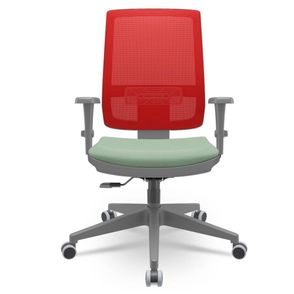 Cadeira Brizza Diretor Grafite Tela Vermelha Assento Vinil Verde Base RelaxPlax Piramidal - 66419