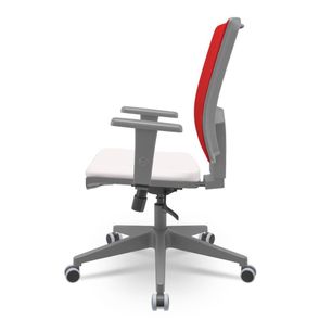 Cadeira Brizza Diretor Grafite Tela Vermelha Assento Vinil Branco Base RelaxPlax Piramidal - 66420