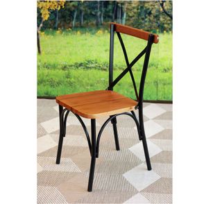Cadeira Toulouse Base Aço Preto Assento Madeira Castanho 42cm - 55324