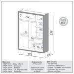 RoupeiroMenfis2PortascomEspelhocorFreijoOffWhite180cm