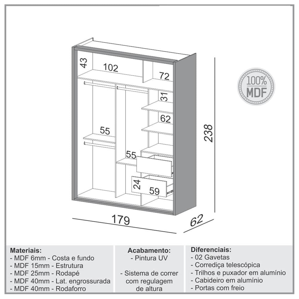 Roupeiro-Menfis-2-Portas-com-Espelho-cor-Freijo-Off-White-180cm-