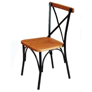 Cadeira Toulouse Base Aço Preto Assento Madeira Castanho 42cm - 55324