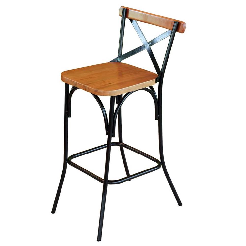 banqueta toulouse estrutura em aço na cor preto assento e detalhe do encosto em madeida maciça  95cm de altura