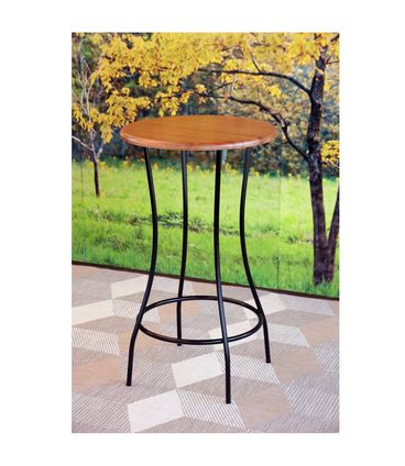 Mesa Bistro Toutouse Base Aço Tampo Madeira Castanho 105cm - 55322
