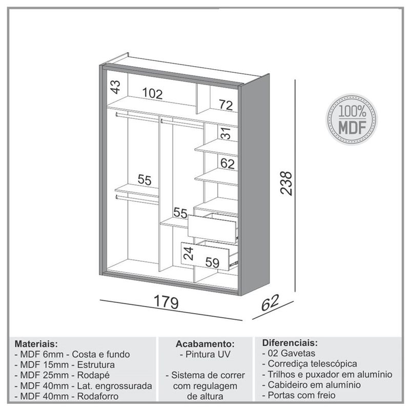 RoupeiroMenfis2PortasCorOffWhite180cm