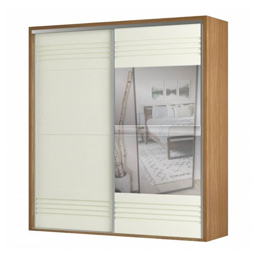 Roupeiro-Menfis-2-Portas-com-Espelho-cor-Freijo-com-Detalhe-em-Off-White-223cm