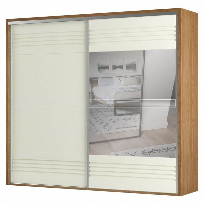 RoupeiroMenfis2PortascomEspelhocorFreijoOffWhite267cm