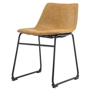 Cadeira Turtle Assento Courino Caramelo com Base Aco Preto - 51197