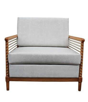 Poltrona Martino Assento Acqua cor Cinza com Estrutura Madeira cor Cedro - 66531