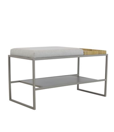 Banco Sapateira Eros Assento Trama Perola e Base Champange 80cm - 67231