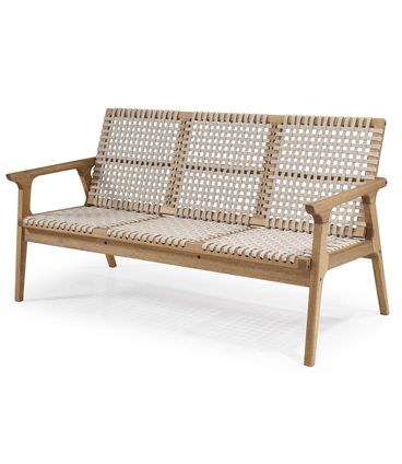 Sofa Trama 3 Lugares Stain Jatoba com Corda Areia 155cm - 67233