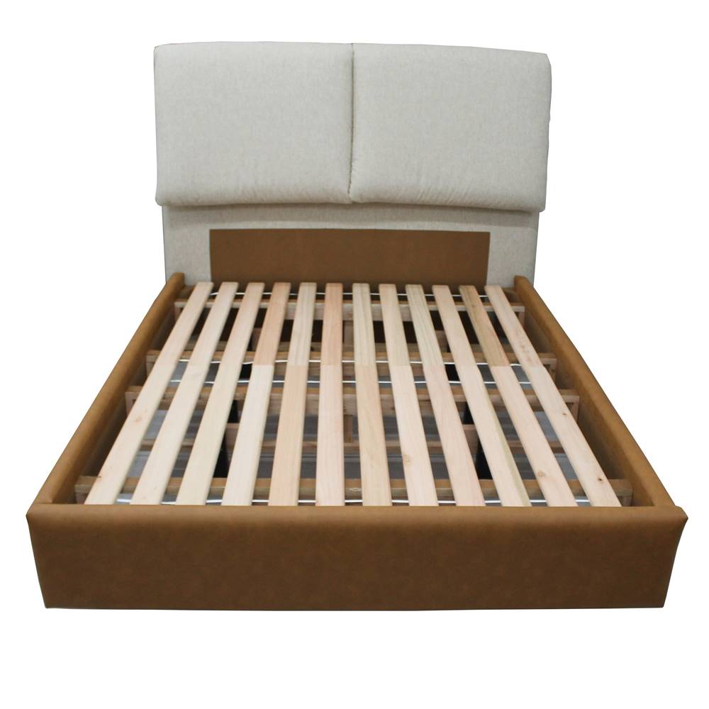 cama one touch base na cor caramelo e cabeceira na cor bege  queen