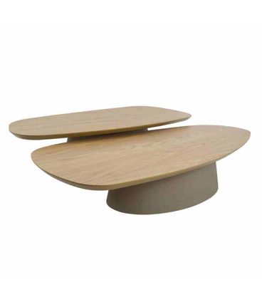 Mesa de Centro Onix Baixa e Alta Carvalho Branco Base Recouro Fendi 138cm - 67423
