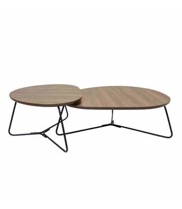 Mesa de Centro Vallèe Baixa e Alta Nogueira com Base Preta - 67430