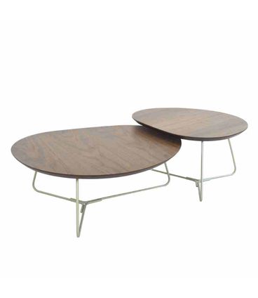 Mesa de Centro Vallèe Baixa e Alta Nogueira com Base Gold - 67432