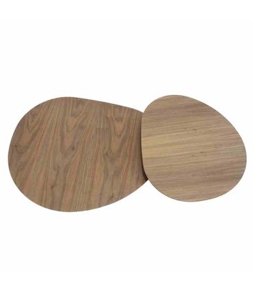 Mesa de Centro Vallèe Baixa e Alta Nogueira com Base Gold - 67432