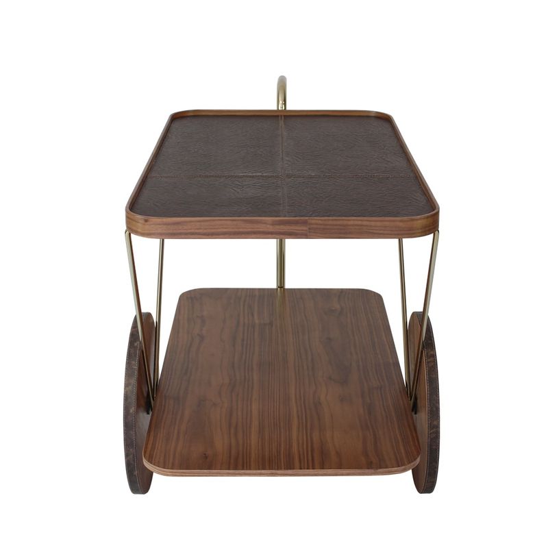 CarrinhoparaBarSertaoCouroCastanhocomNogueiraeBaseGold110cm