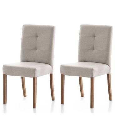 Kit Com 02 Cadeiras Andenne Sem Braço Encosto Estofado Pés Amêndoa - 67625